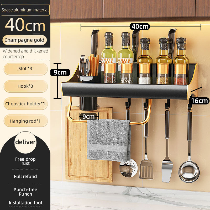 Fashionable Kitchen Shelf Wall-mounted Punch-free Multifunctional